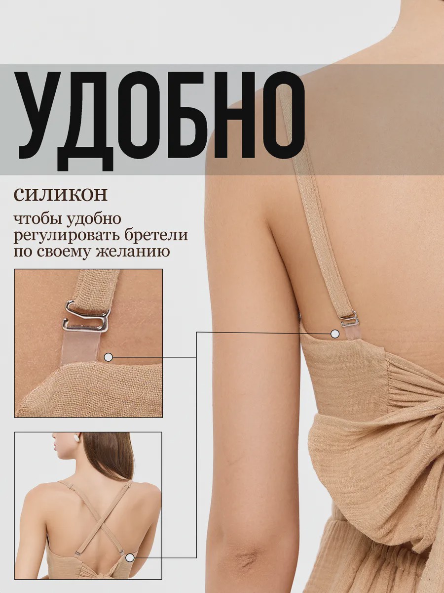 Летний сарафан мини с бантом из муслина - Olivia - image 16