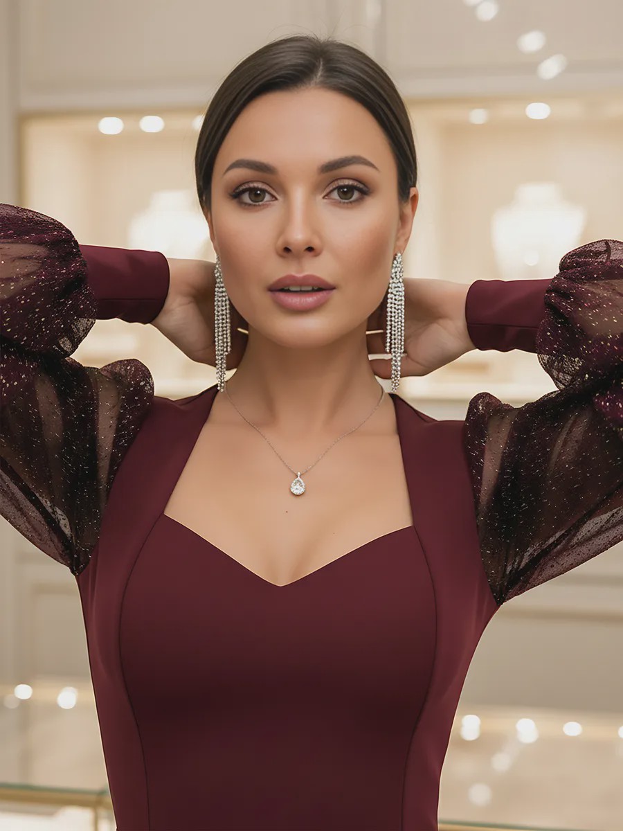 Платье с блестящими рукавами - Bianca