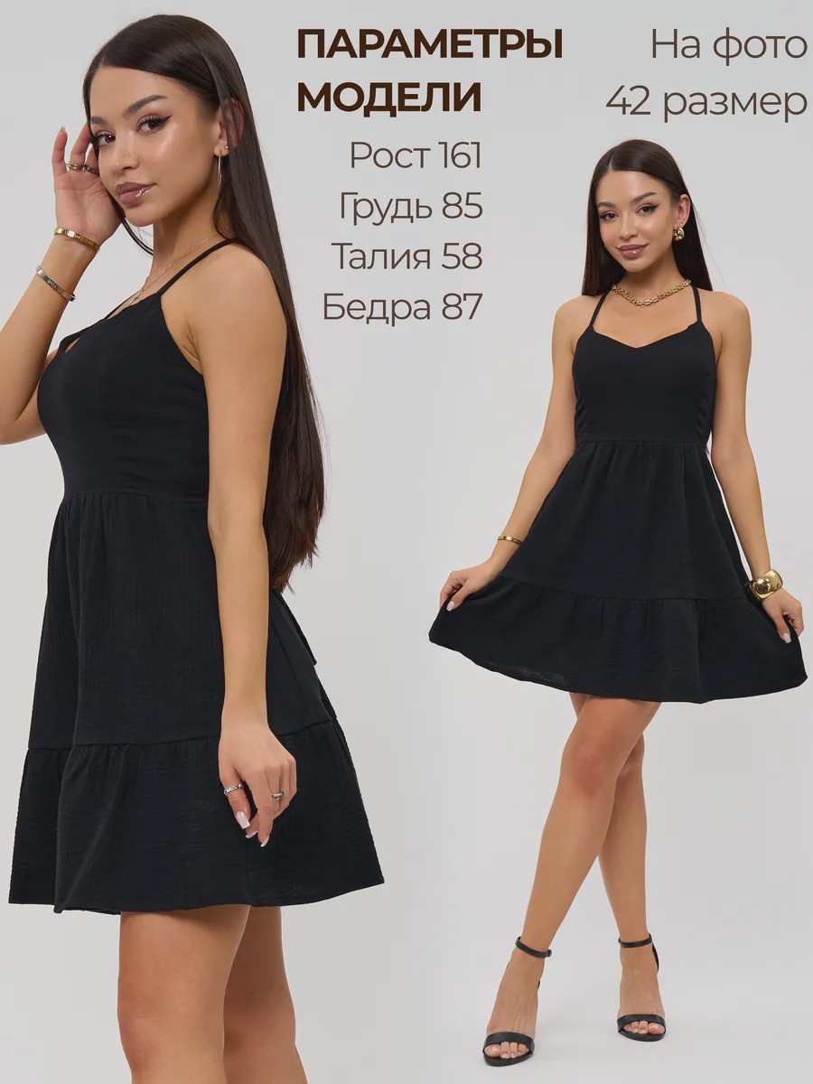 Летний сарафан мини с бантом из муслина - Olivia - image 7