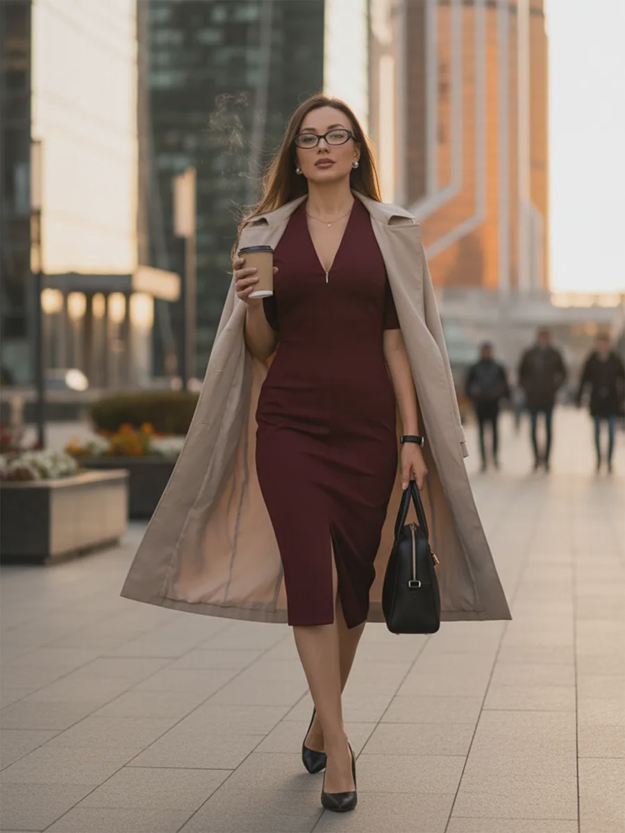 Премиальное деловое платье футляр с рукавами 1/2 Katai - image 25