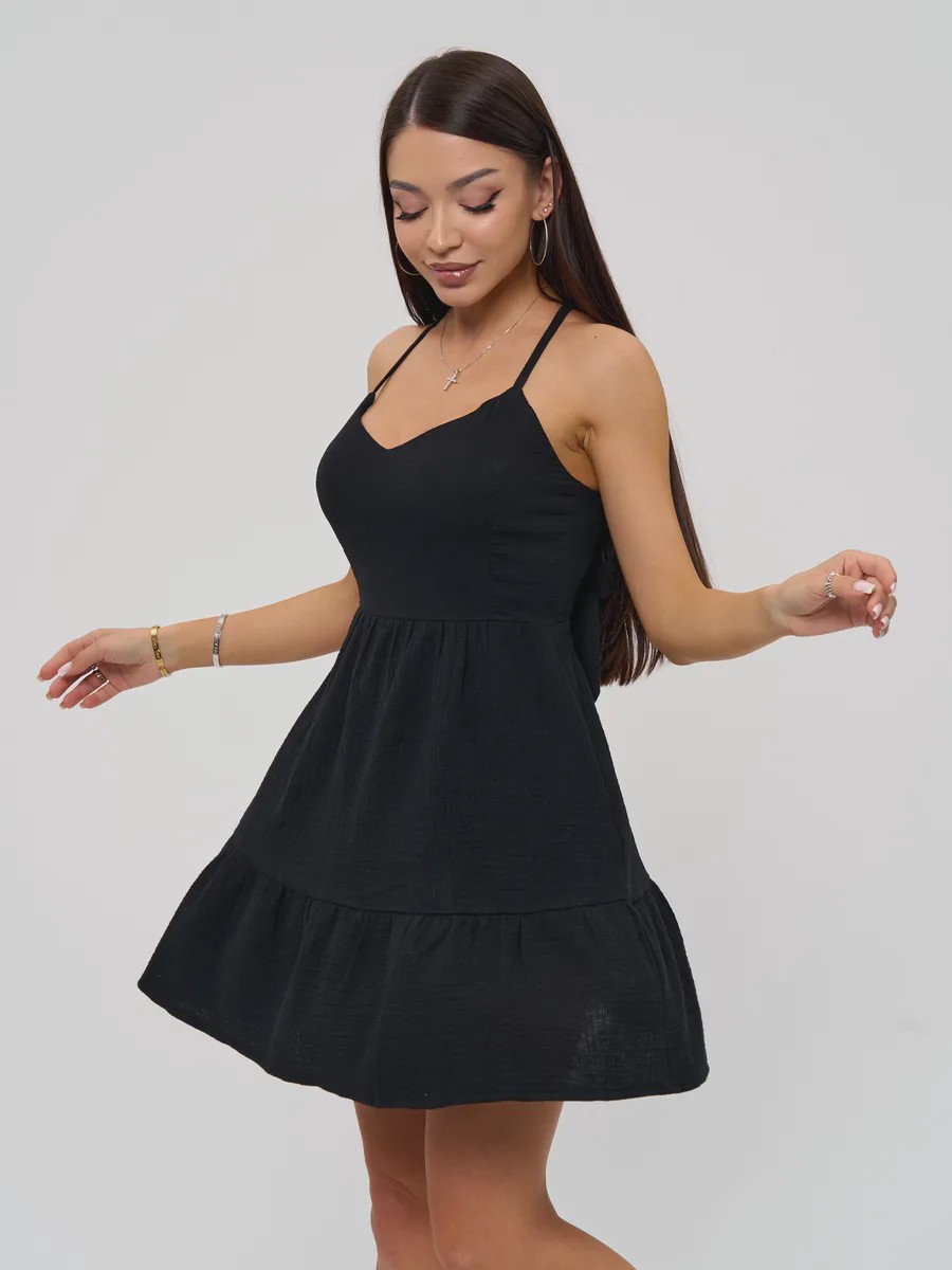 Летний сарафан мини с бантом из муслина - Olivia - image 17