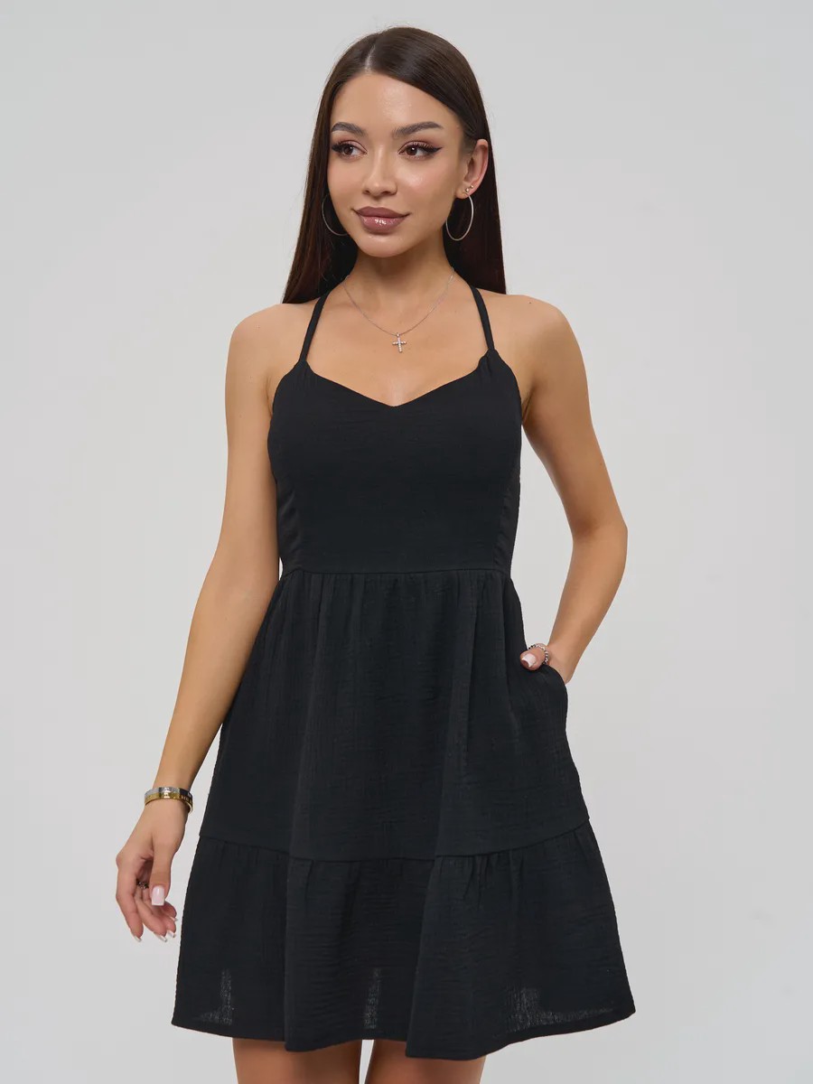 Летний сарафан мини с бантом из муслина - Olivia - image 19