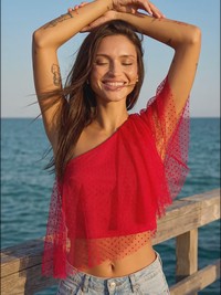Вечерний топ на одно плечо с воланом - Grace 3bs - thumbnail 1